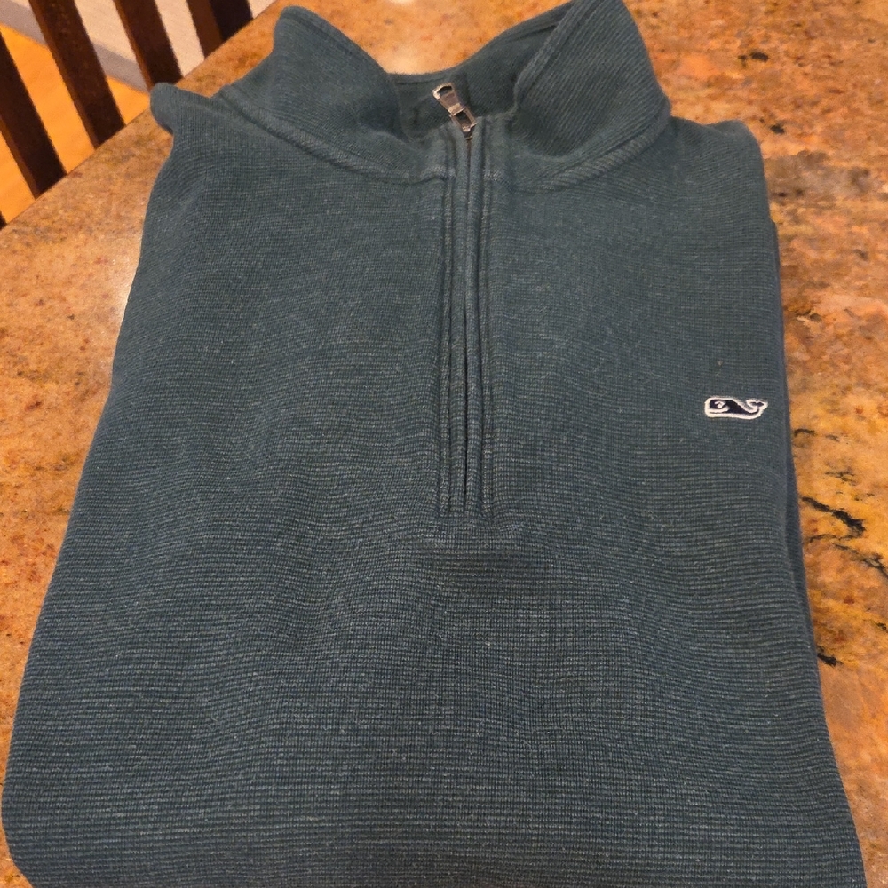 Vineyard Vines Men's Dark Green Zip-Up Sweater